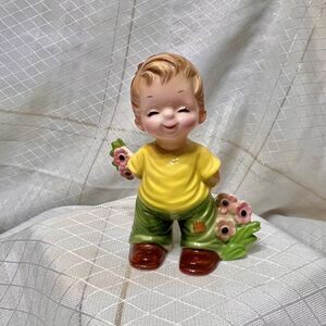 Vintage Josef Originals HAPPINESS IS Boy with Flowers Series,
